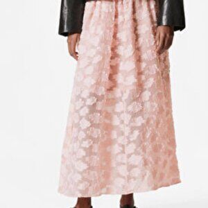 &Other Stories Pink Floral-Appliqué Midi Skirt NWT Sz M